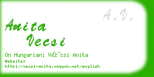 anita vecsi business card